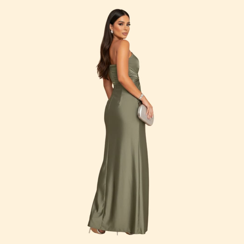 Women's Satin Dress with One-Shoulder Design