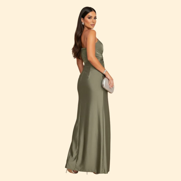 Women's Satin Dress with One-Shoulder Design
