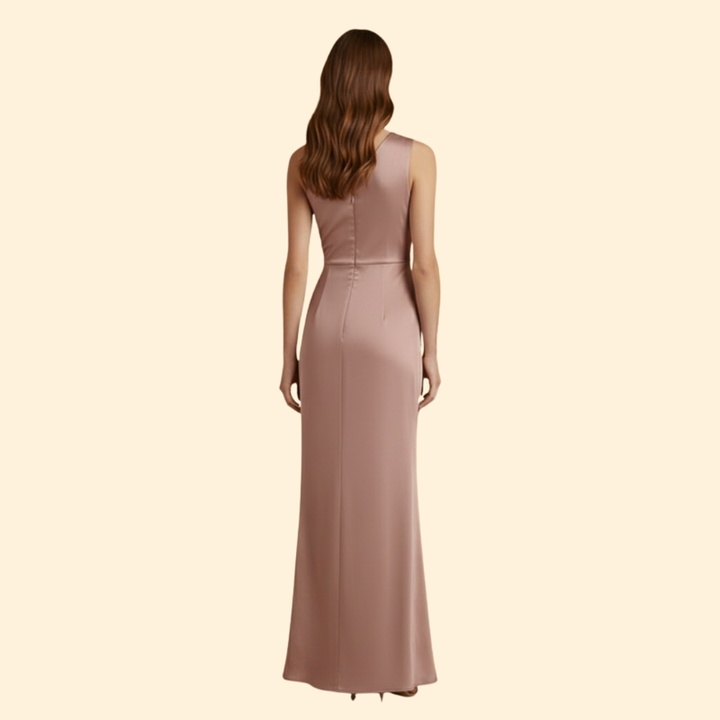 Women's Satin Dress with One-Shoulder Design