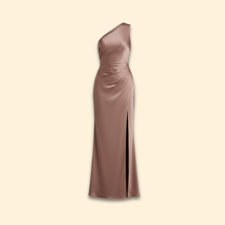Women's Satin Dress with One-Shoulder Design