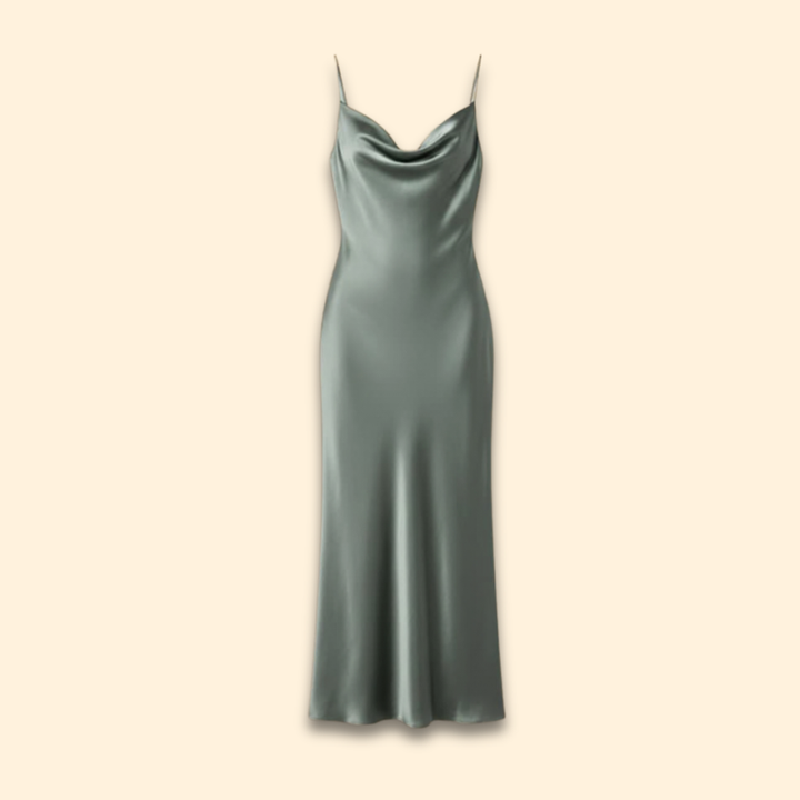 Women's Satin Dress with V-Neckline