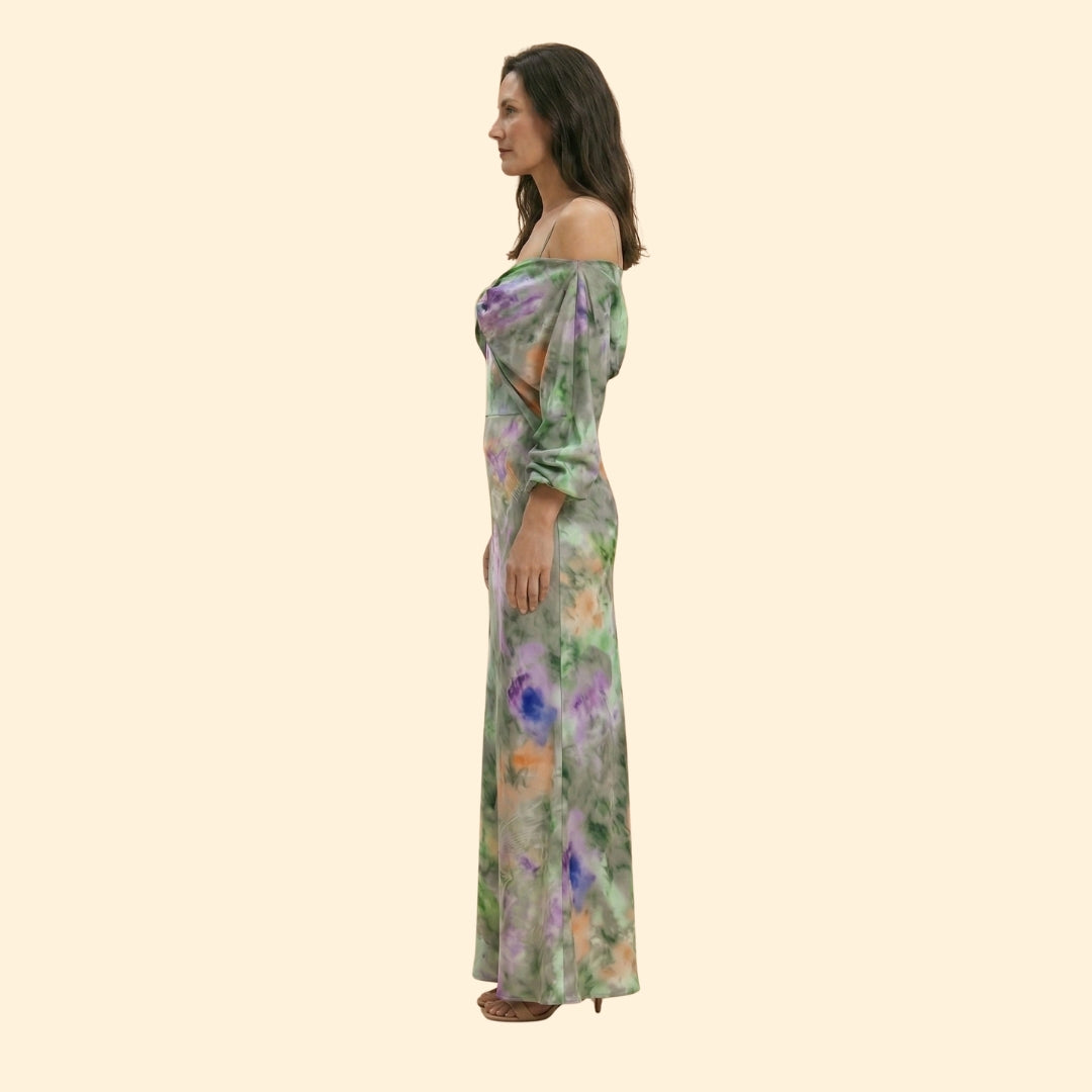 Women’s Satin Gown with Cold Shoulder Detail