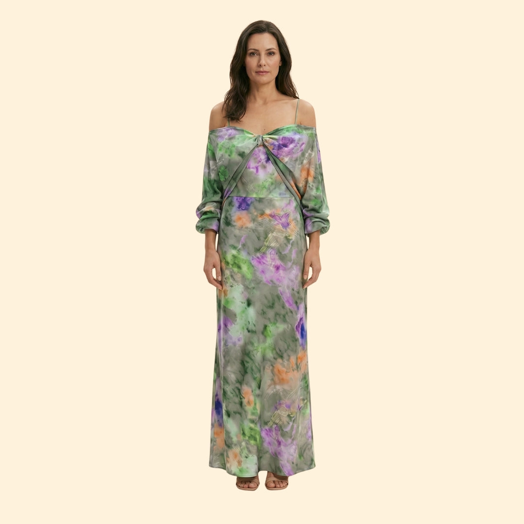 Women’s Satin Gown with Cold Shoulder Detail