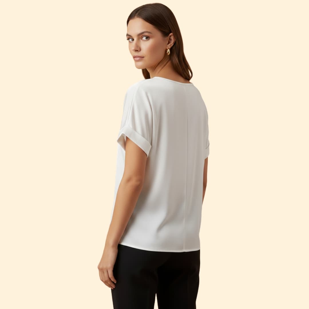 Women’s Satin Top with Rolled Sleeve Detail