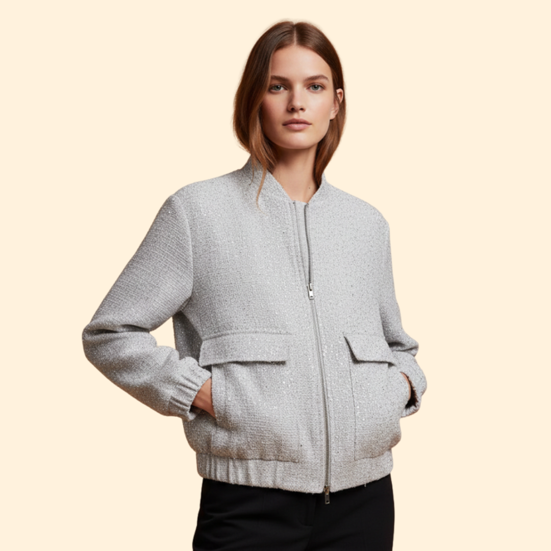Women’s Bomber Jacket with Front Pockets