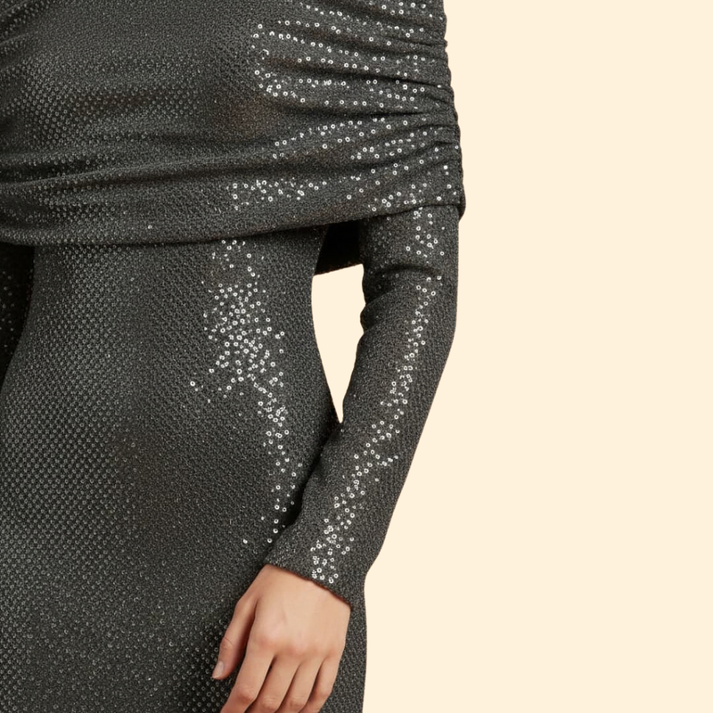 Women's Sequin Dress with Off-Shoulder Detail