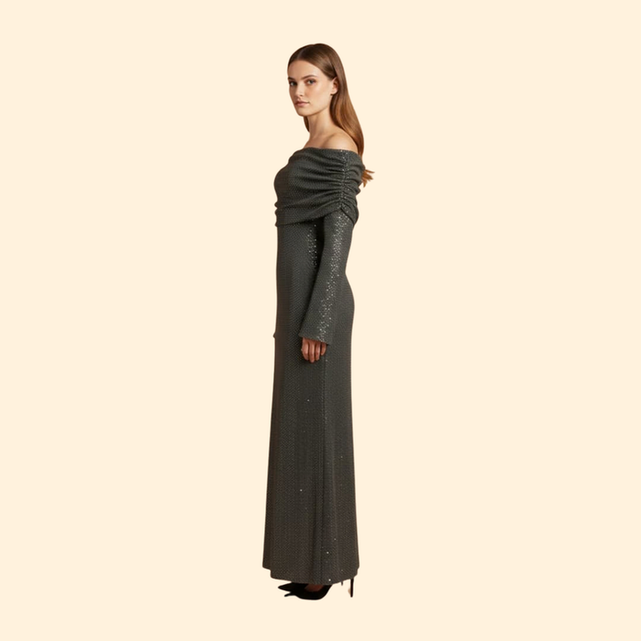 Women's Sequin Dress with Off-Shoulder Detail