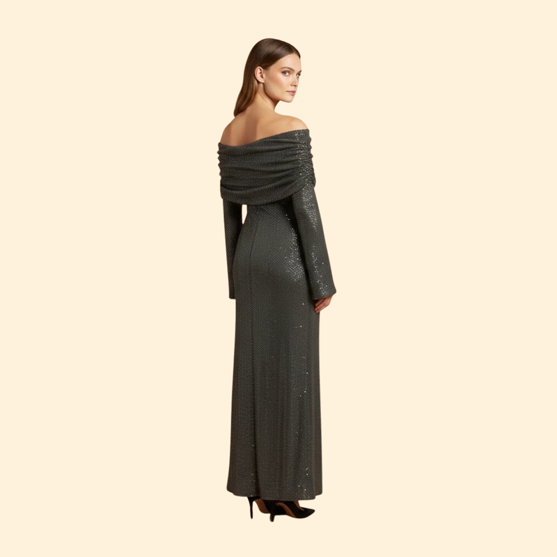 Women's Sequin Dress with Off-Shoulder Detail