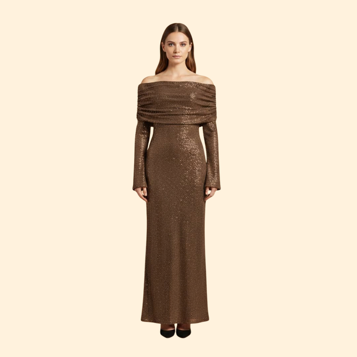 Women's Sequin Dress with Off-Shoulder Detail