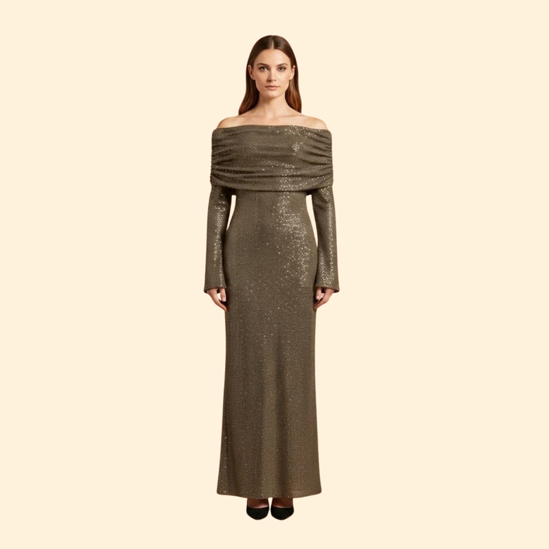 Women's Sequin Dress with Off-Shoulder Detail