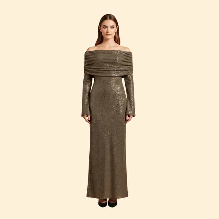 Women's Sequin Dress with Off-Shoulder Detail