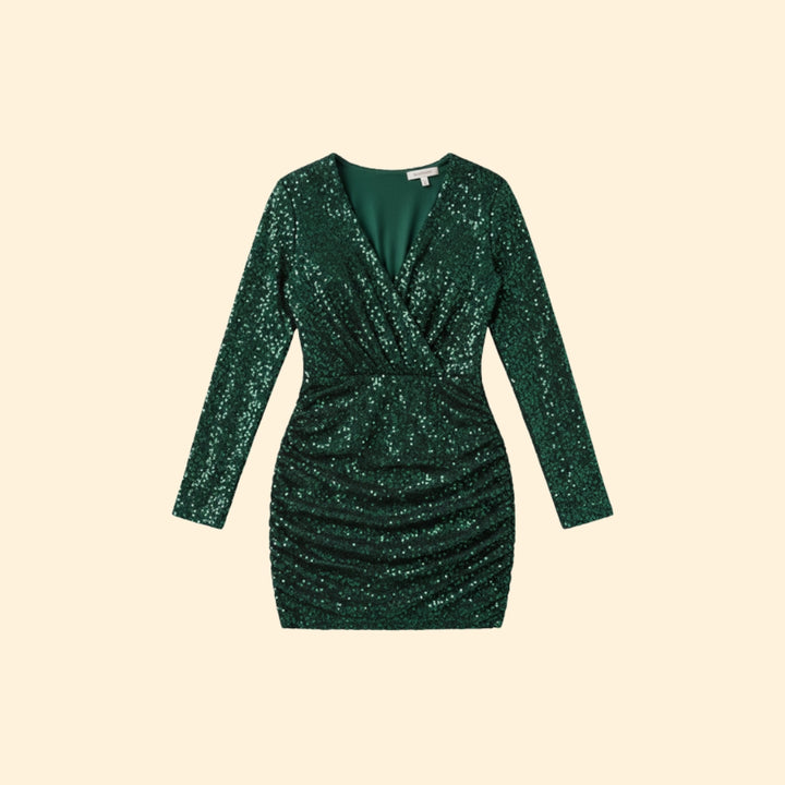 Women’s Sequin Dress with V-Neck Design