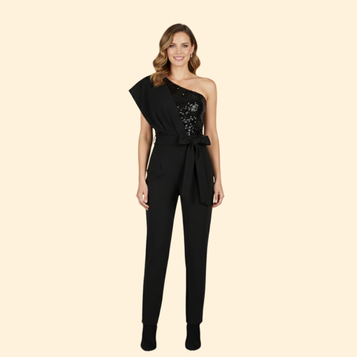 Women’s Sequin Jumpsuit with Belted Waist