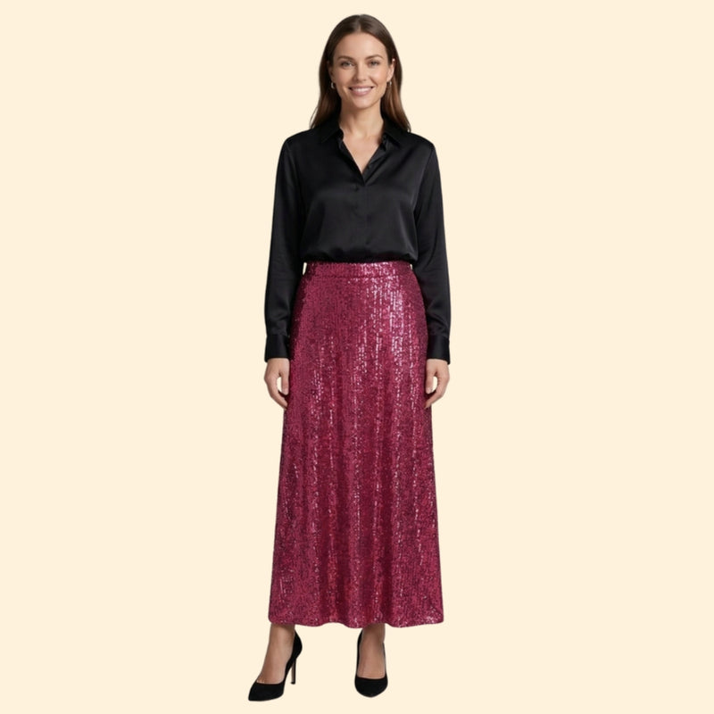 Women’s Sequin Maxi Skirt with High Waist