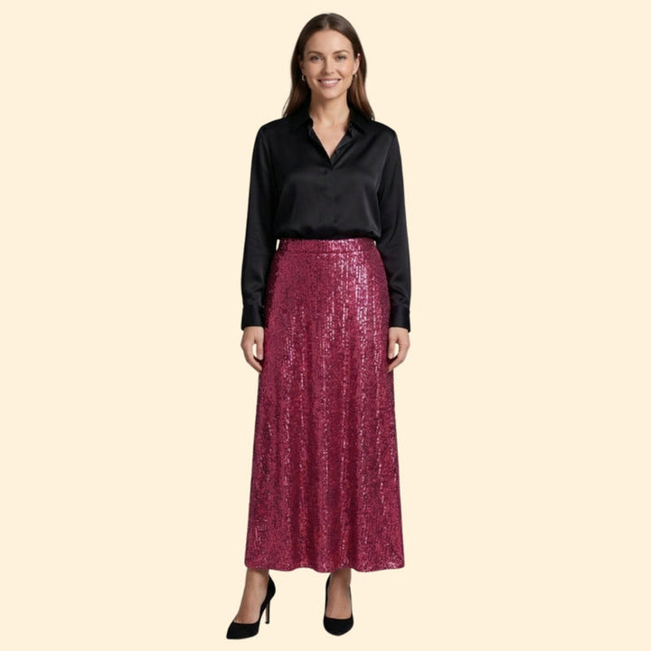 Women’s Sequin Maxi Skirt with High Waist