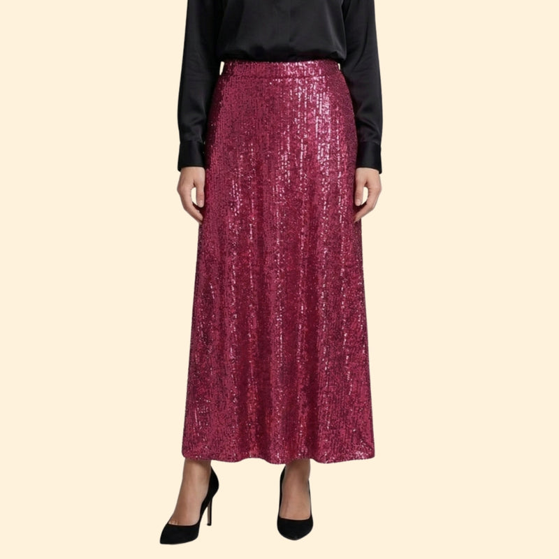 Women’s Sequin Maxi Skirt with High Waist