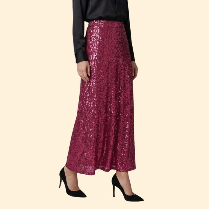 Women’s Sequin Maxi Skirt with High Waist