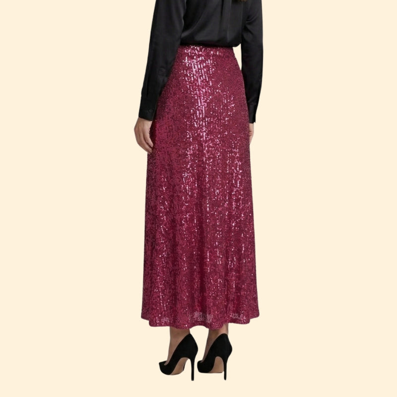 Women’s Sequin Maxi Skirt with High Waist