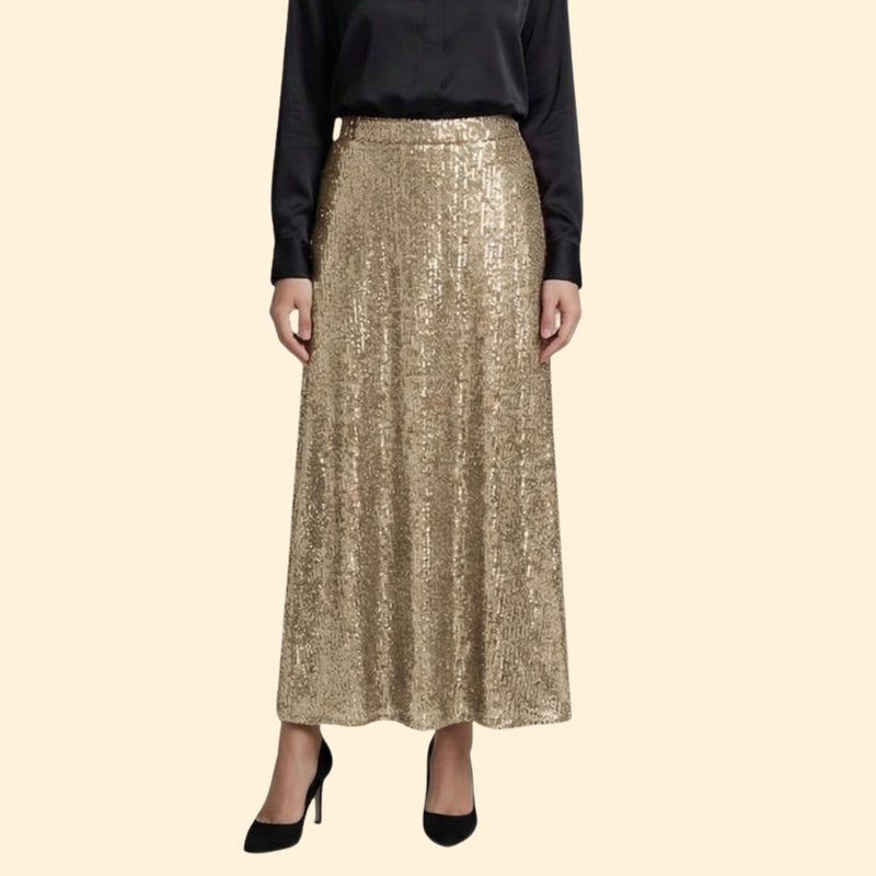 Women’s Sequin Maxi Skirt with High Waist