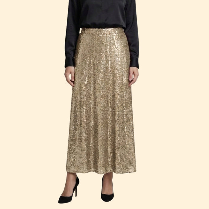 Women’s Sequin Maxi Skirt with High Waist