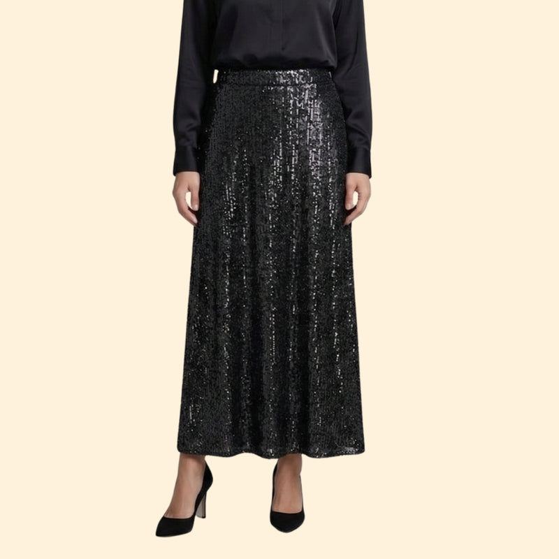Women’s Sequin Maxi Skirt with High Waist