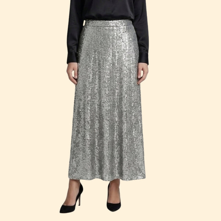 Women’s Sequin Maxi Skirt with High Waist