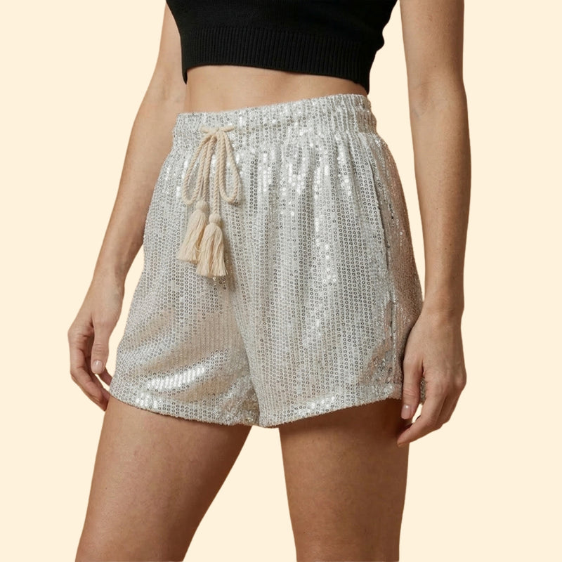 Women’s Sequin Shorts with Stretchy Waistband
