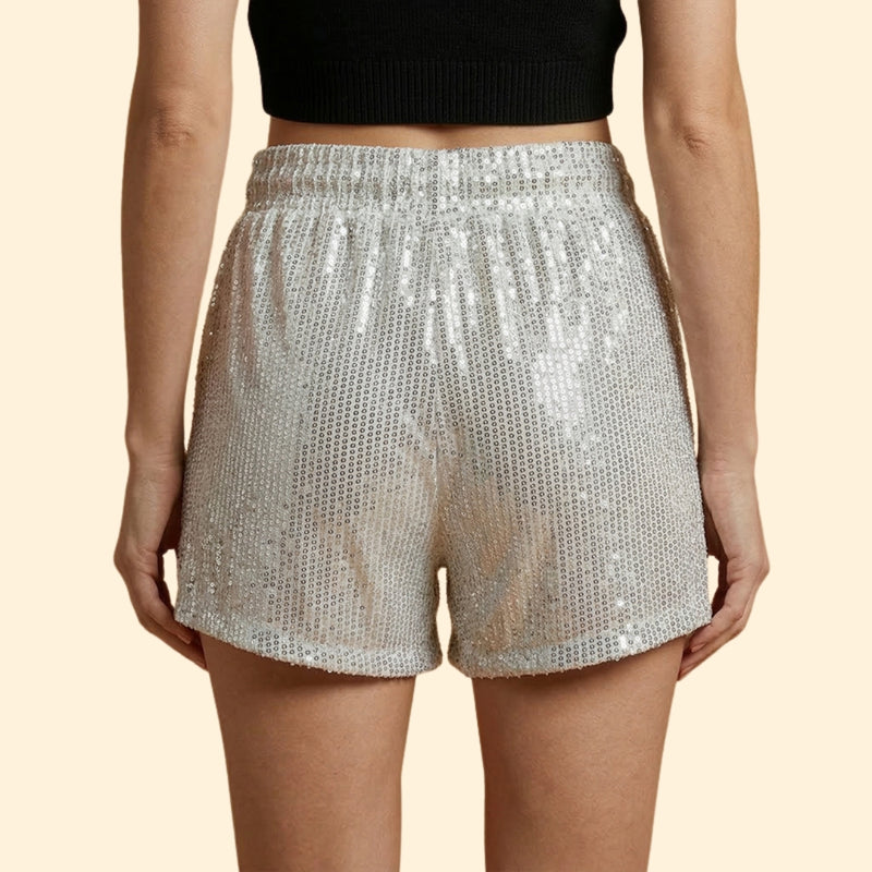 Women’s Sequin Shorts with Stretchy Waistband