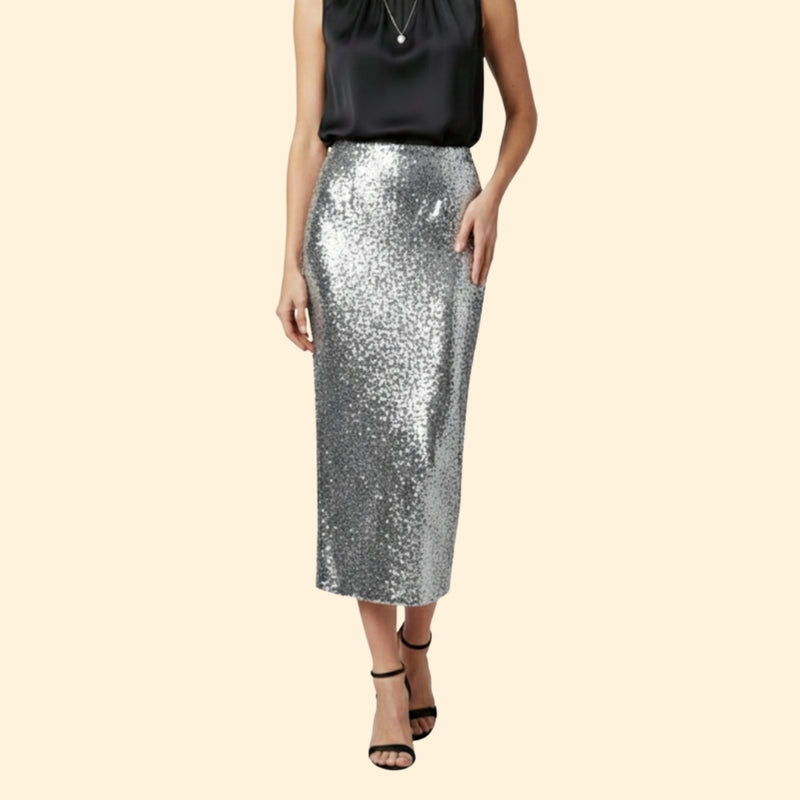 Women’s Sequin Skirt with High-Waist Fit