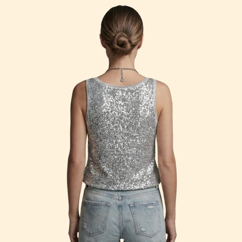 Women's Sequin Sleeveless Blouse