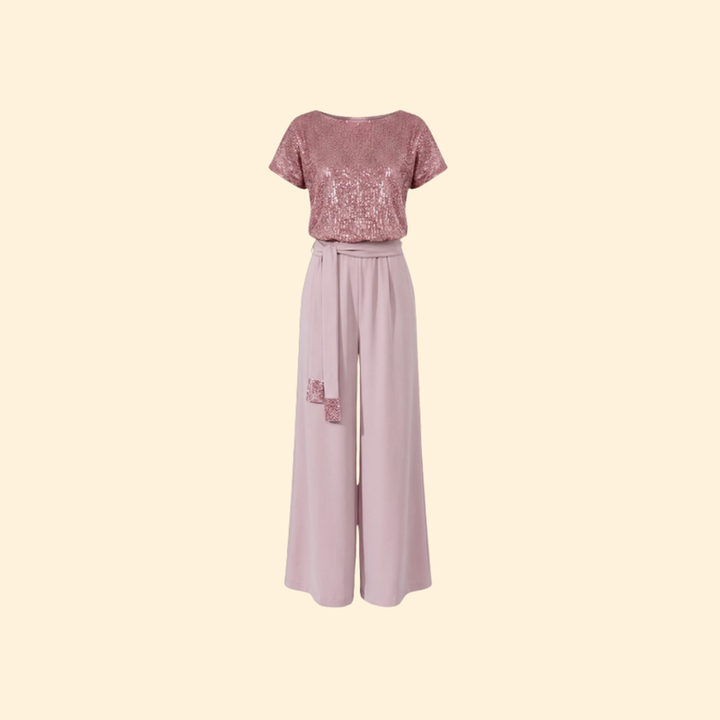 Women’s Sequin Jumpsuit with Wide Leg Pants