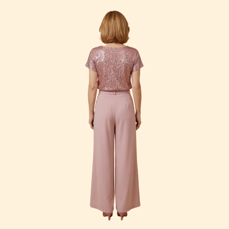 Women’s Sequin Jumpsuit with Wide Leg Pants