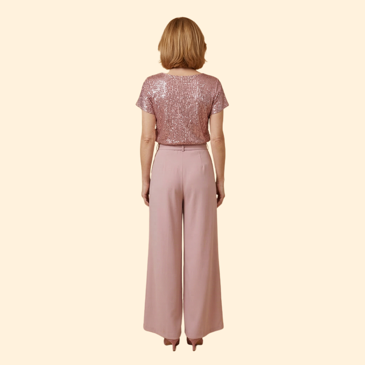 Women’s Sequin Jumpsuit with Wide Leg Pants