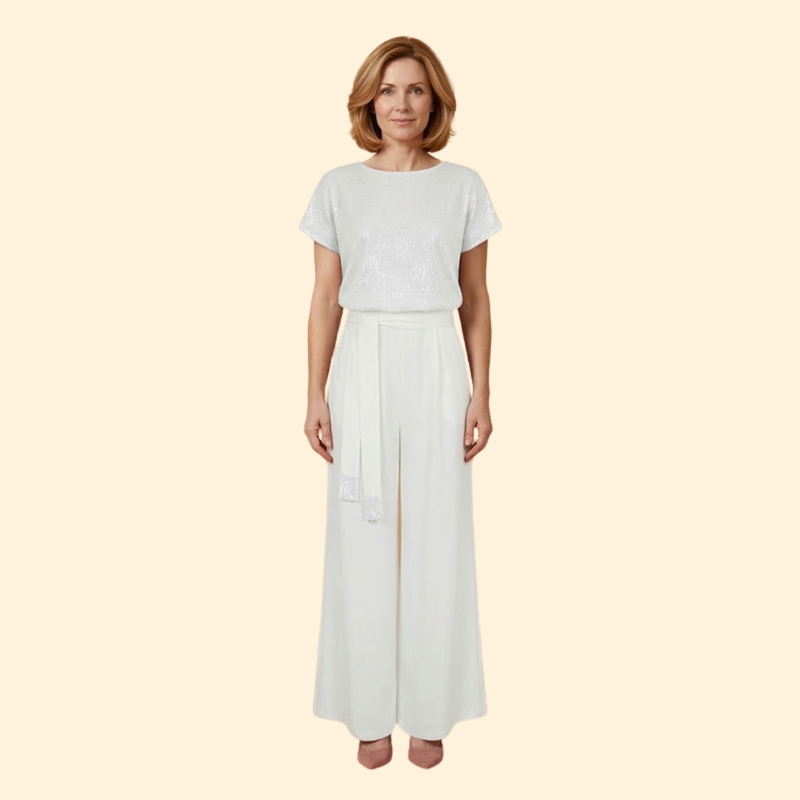 Women’s Sequin Jumpsuit with Wide Leg Pants