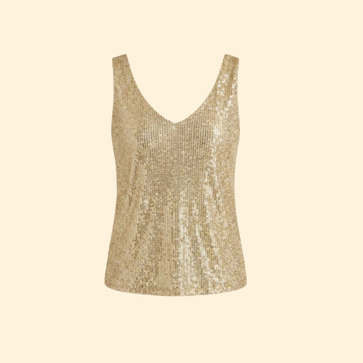 Women’s Sequin Top with V-Neck Design