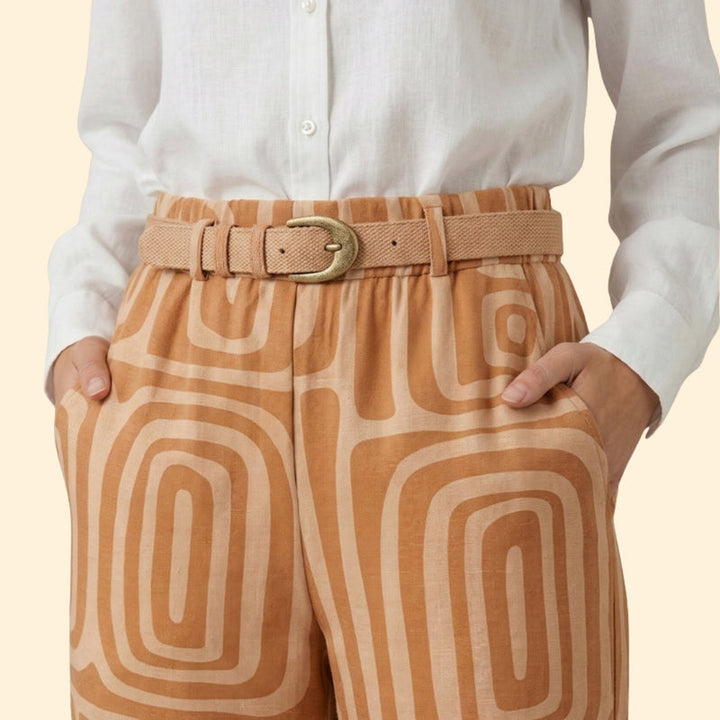 Women’s Set with Button-Up Blouse and Printed Trousers