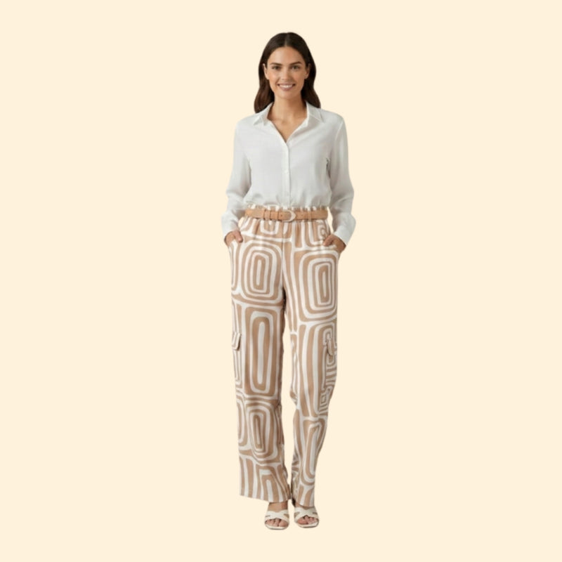 Women’s Set with Button-Up Blouse and Printed Trousers