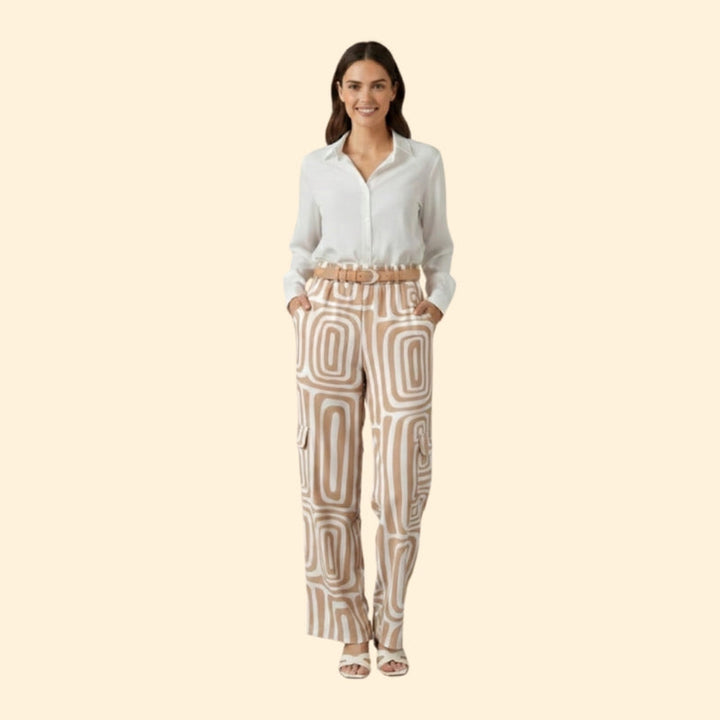 Women’s Set with Button-Up Blouse and Printed Trousers