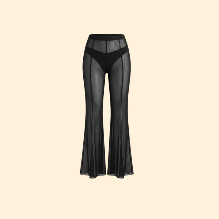 Women’s Sheer Mesh Pants with Flared Legs