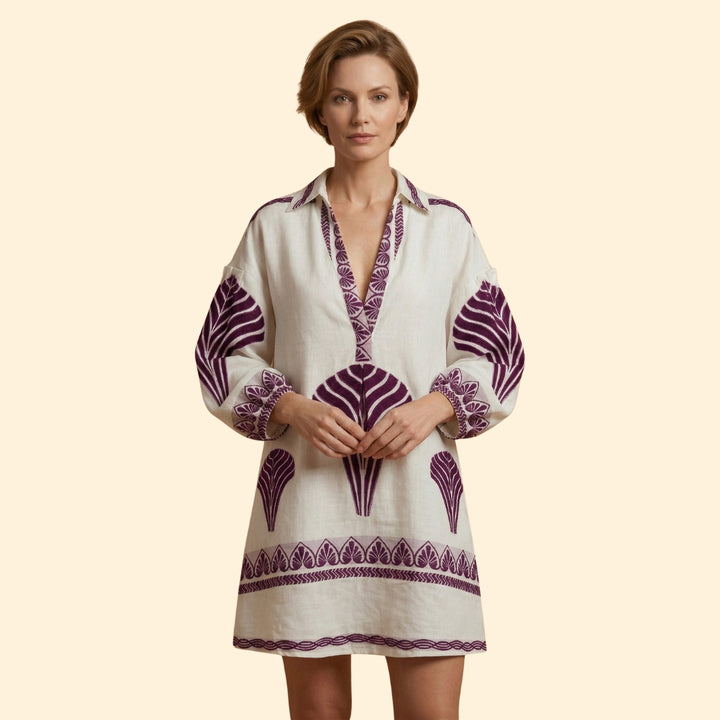Women’s Shift Dress with Split Neckline