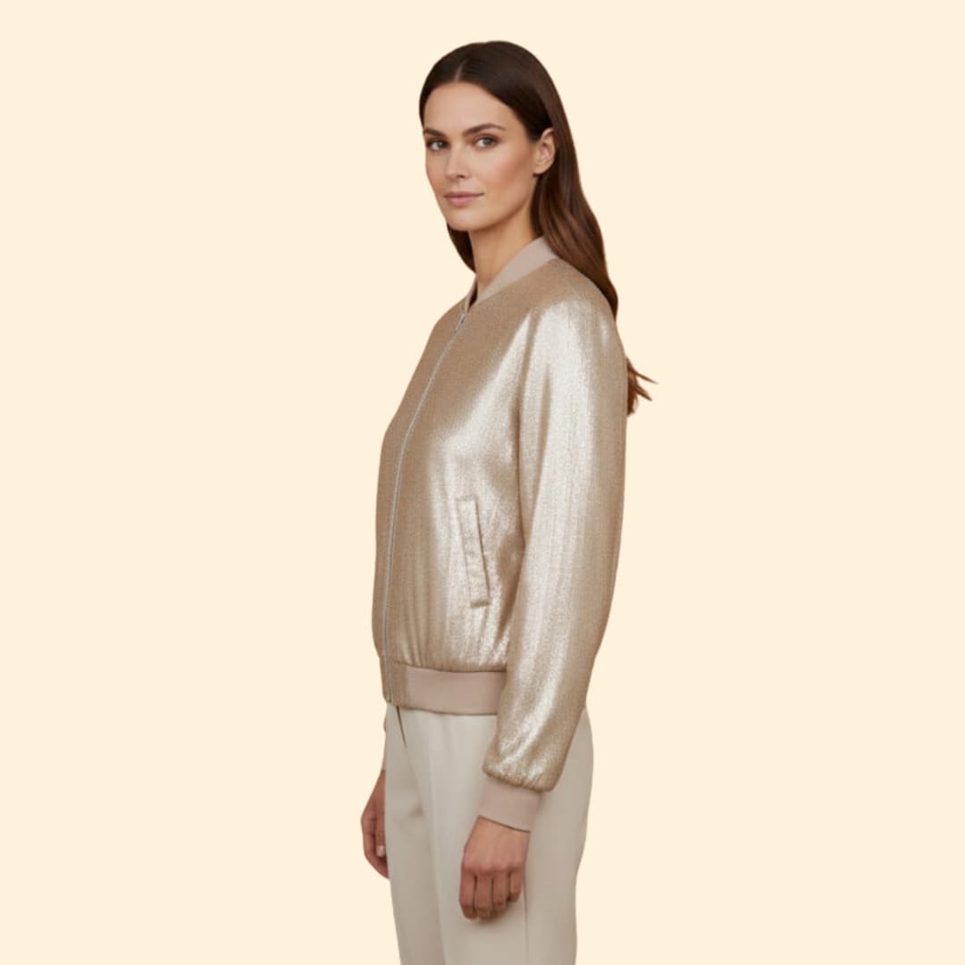 Women's Shiny Bomber Jacket Zip Closure