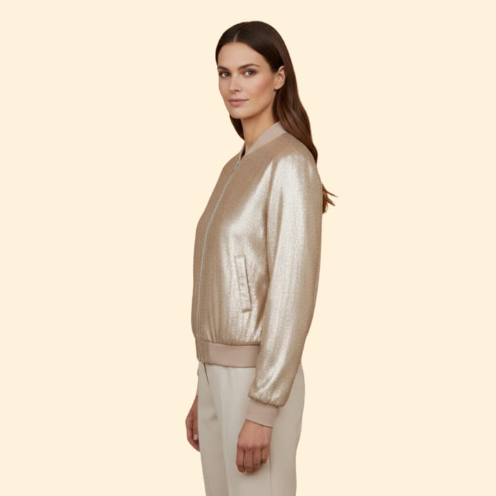 Women's Shiny Bomber Jacket Zip Closure