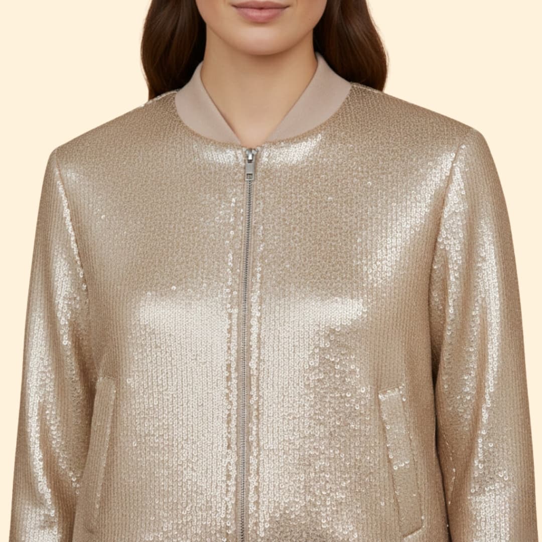 Women's Shiny Bomber Jacket Zip Closure