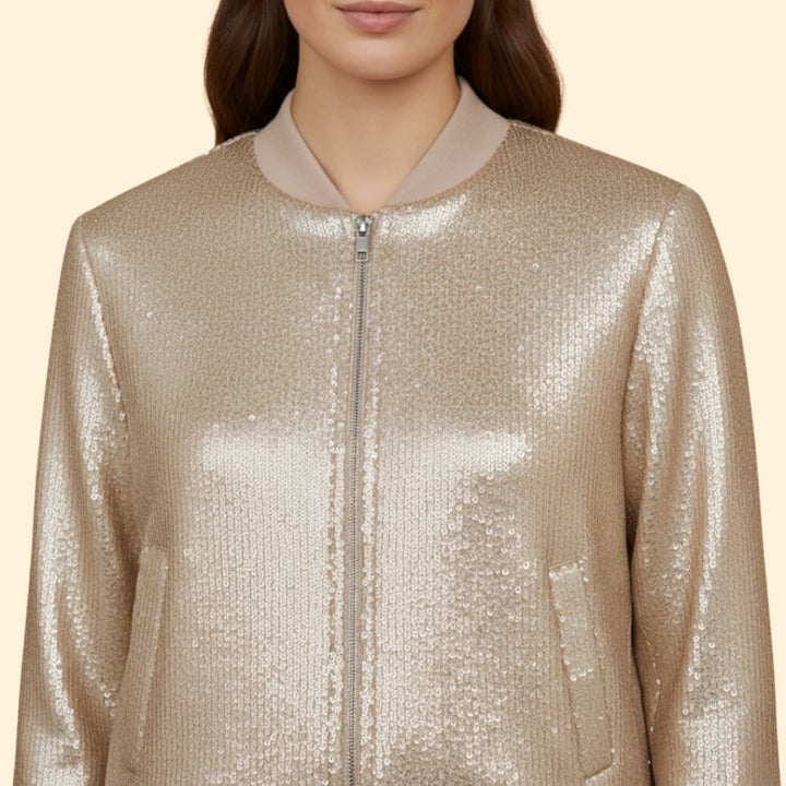 Women's Shiny Bomber Jacket Zip Closure