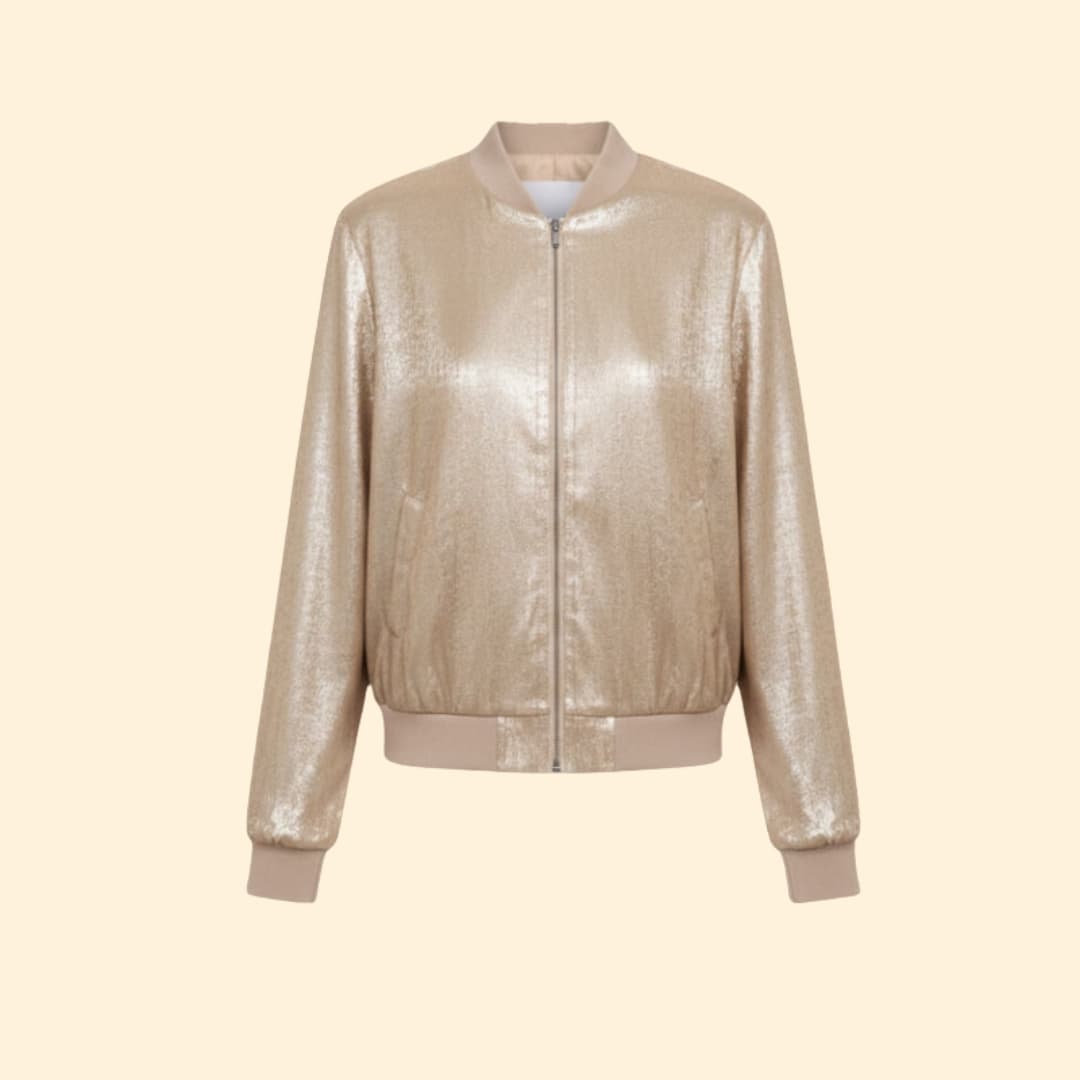 Women's Shiny Bomber Jacket Zip Closure
