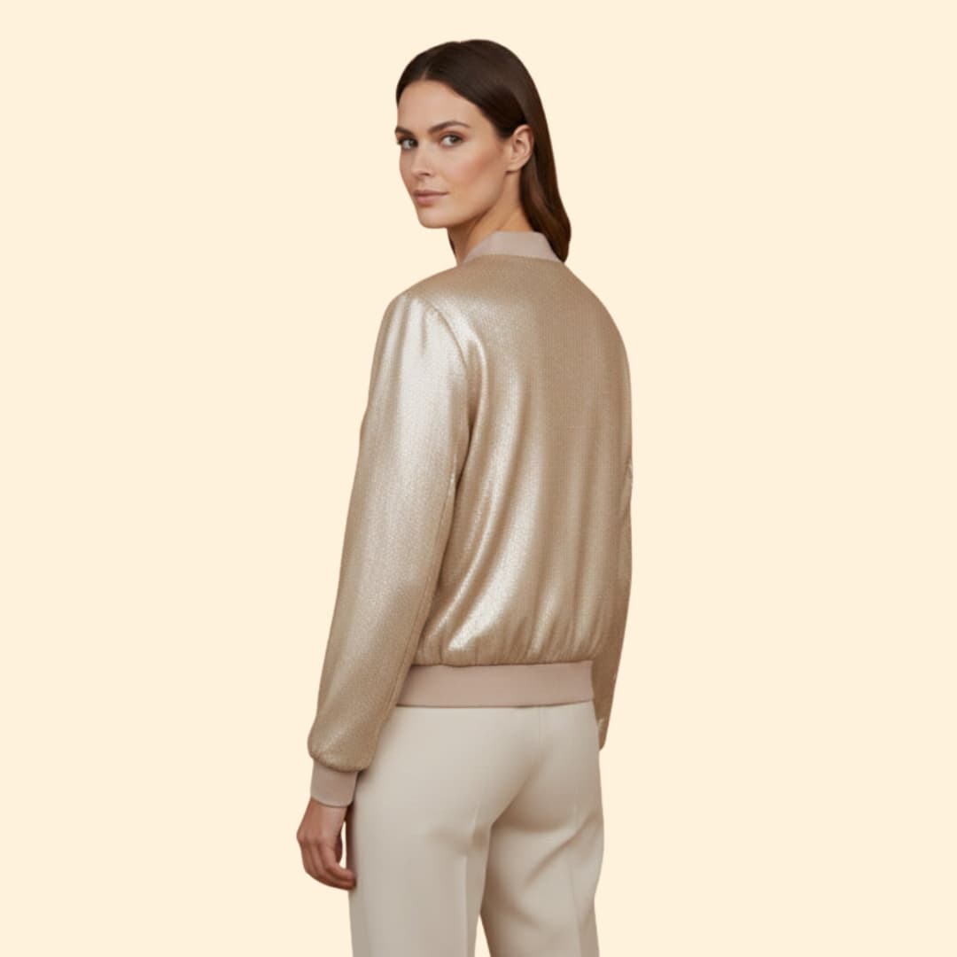 Women's Shiny Bomber Jacket Zip Closure