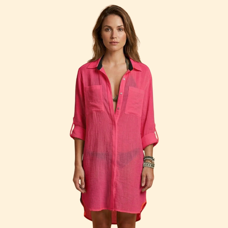 Women’s Shirt Dress with Collared Neck