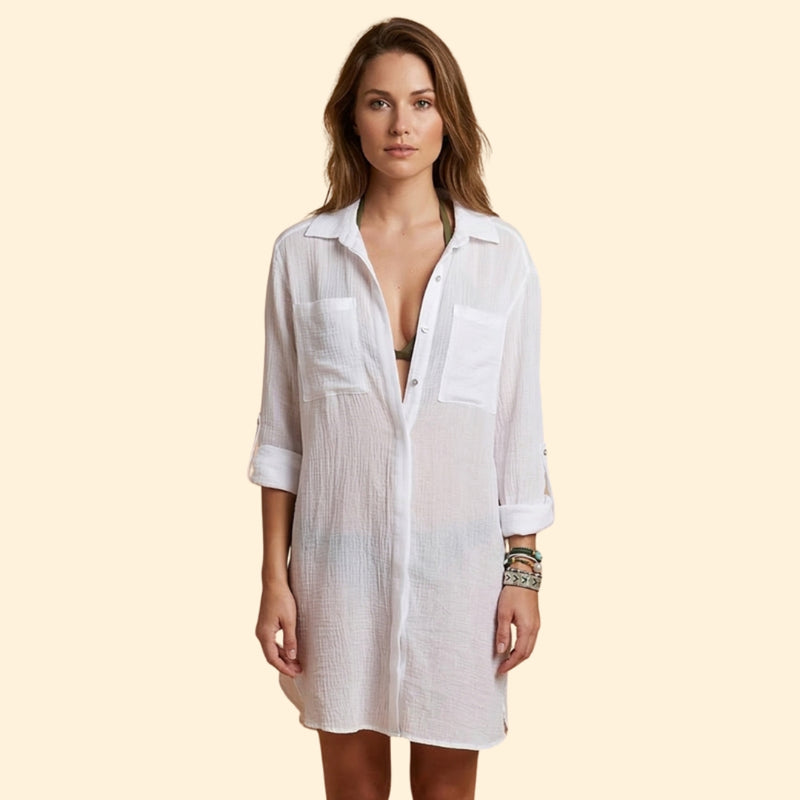 Women’s Shirt Dress with Collared Neck