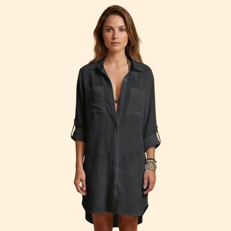 Women’s Shirt Dress with Collared Neck