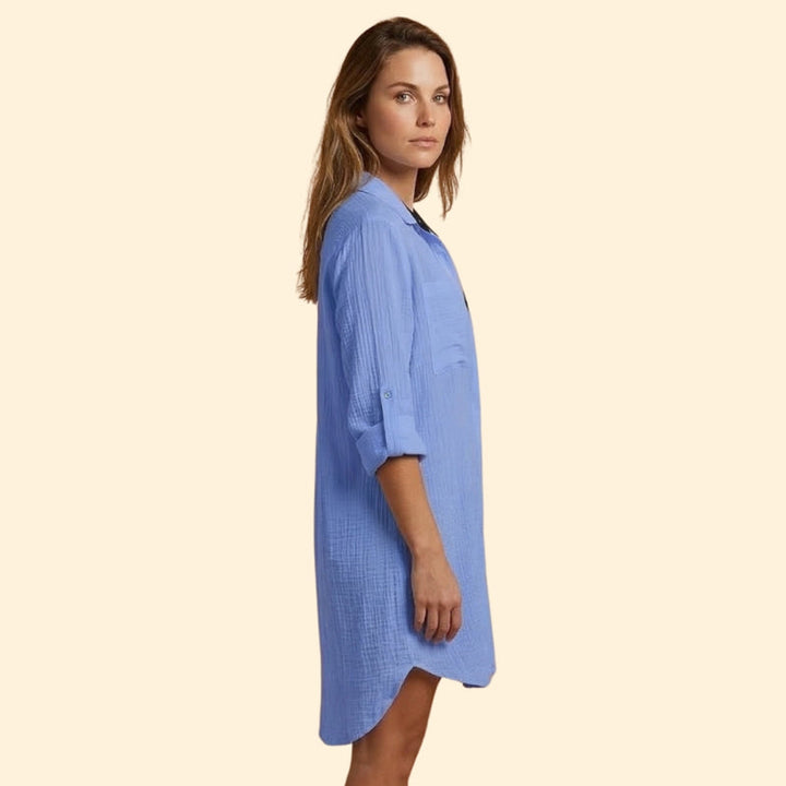 Women’s Shirt Dress with Collared Neck